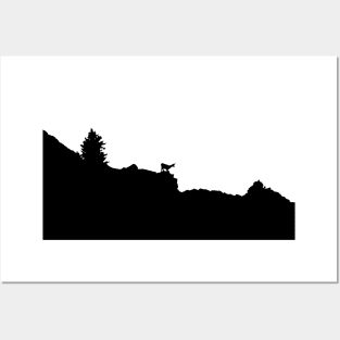 Chamois silhouette mountains Posters and Art